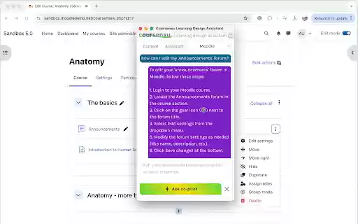 Coursensu Learning Design Assistant  from Chrome web store to be run with OffiDocs Chromium online