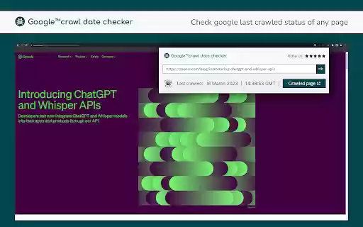 Crawl date checker for Google  from Chrome web store to be run with OffiDocs Chromium online