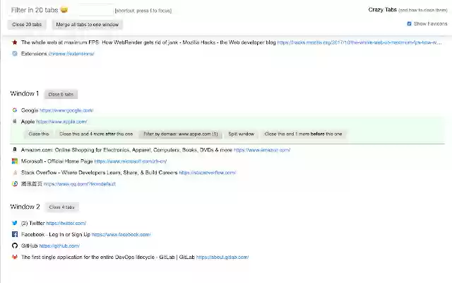 Crazy Tabs  from Chrome web store to be run with OffiDocs Chromium online