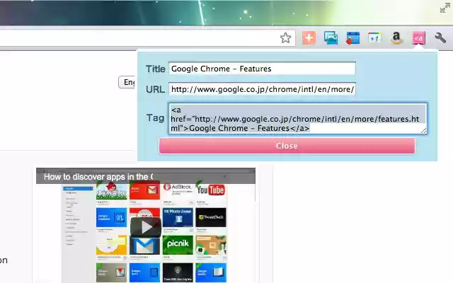 Create A Tag  from Chrome web store to be run with OffiDocs Chromium online