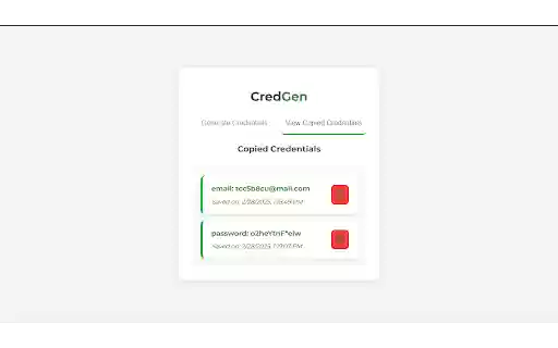 CredGen from Chrome web store to be run with OffiDocs Chromium online CredGen from Chrome web store to be run with OffiDocs Chromium online