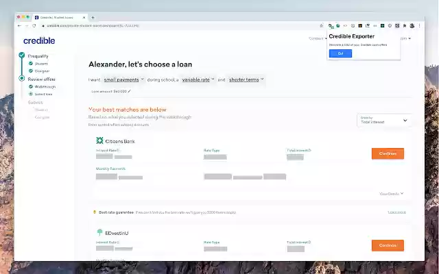 Credible Exporter  from Chrome web store to be run with OffiDocs Chromium online