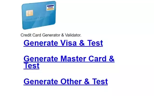 Credit Card Generator  from Chrome web store to be run with OffiDocs Chromium online