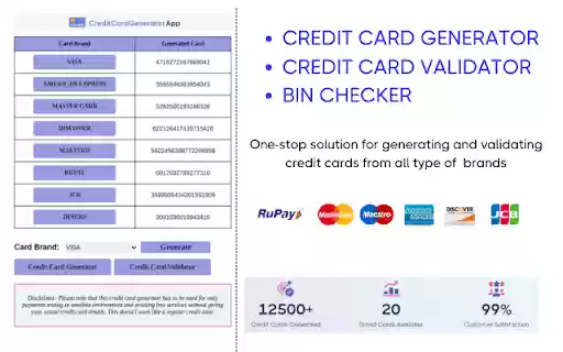 Credit Card Generator Tool  from Chrome web store to be run with OffiDocs Chromium online