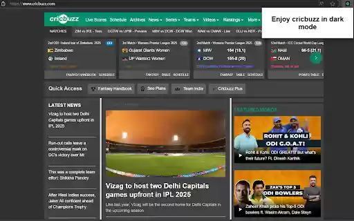 Cricbuzz Dark Mode from Chrome web store to be run with OffiDocs Chromium online Cricbuzz Dark Mode from Chrome web store to be run with OffiDocs Chromium online