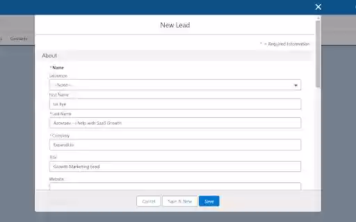 CRM Integration with LinkedIn for Salesforce  from Chrome web store to be run with OffiDocs Chromium online