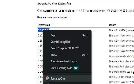 Cron Interpreter  from Chrome web store to be run with OffiDocs Chromium online