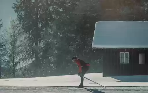 Cross country skiing in a snowy forest landscape  from Chrome web store to be run with OffiDocs Chromium online