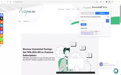 CrossLink Share  from Chrome web store to be run with OffiDocs Chromium online