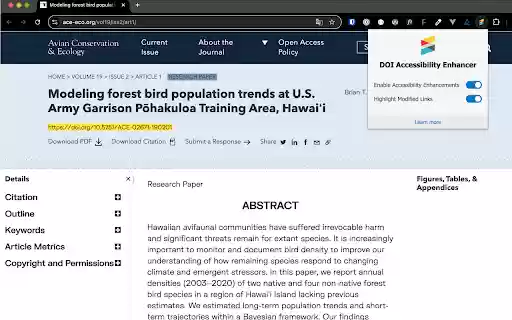 Crossref DOI Accessibility Enhancer  from Chrome web store to be run with OffiDocs Chromium online