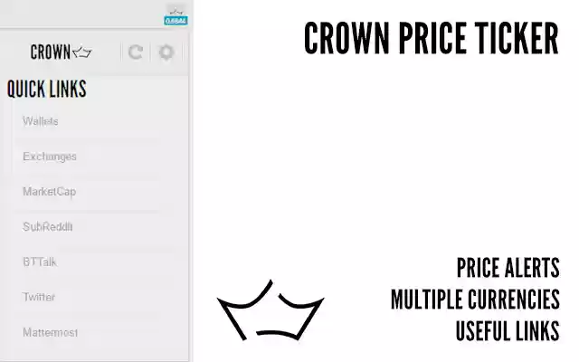 Crown (CRW) Price Ticker from Chrome web store to be run with OffiDocs Chromium online Crown (CRW) Price Ticker from Chrome web store to be run with OffiDocs Chromium online