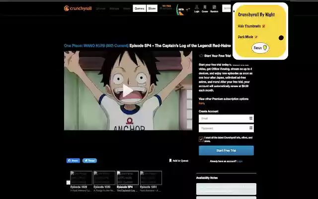 Crunchyroll by Night  from Chrome web store to be run with OffiDocs Chromium online