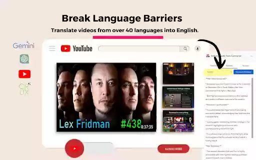 Crux AI: YouTube Video Summarizer  from Chrome web store to be run with OffiDocs Chromium online
