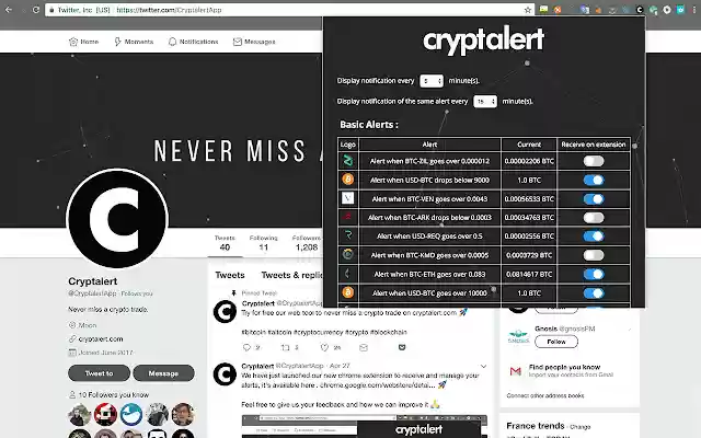 Cryptalert from Chrome web store to be run with OffiDocs Chromium online Cryptalert from Chrome web store to be run with OffiDocs Chromium online