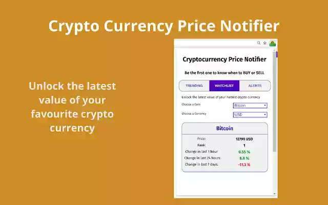 Cryptocurrency Price Alert  from Chrome web store to be run with OffiDocs Chromium online
