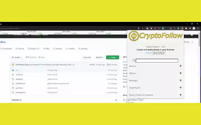 Crypto follow  from Chrome web store to be run with OffiDocs Chromium online