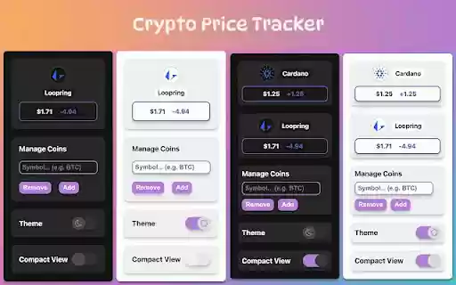 Crypto Price Coin Tracker  from Chrome web store to be run with OffiDocs Chromium online