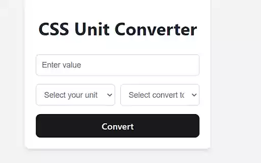 CSS PX, REM, EM, VH, VW Converter from Chrome web store to be run with OffiDocs Chromium online CSS PX, REM, EM, VH, VW Converter from Chrome web store to be run with OffiDocs Chromium online