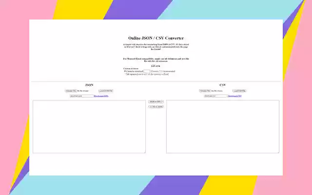 CSV to JSON Converter  from Chrome web store to be run with OffiDocs Chromium online