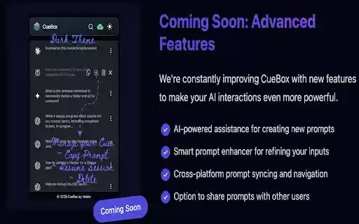 CueBox Save, organize, and reuse AI prompts  from Chrome web store to be run with OffiDocs Chromium online