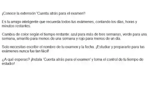 Cuenta atrás para el examen  from Chrome web store to be run with OffiDocs Chromium online