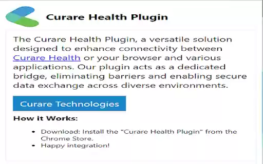 Curare Health Plugin  from Chrome web store to be run with OffiDocs Chromium online
