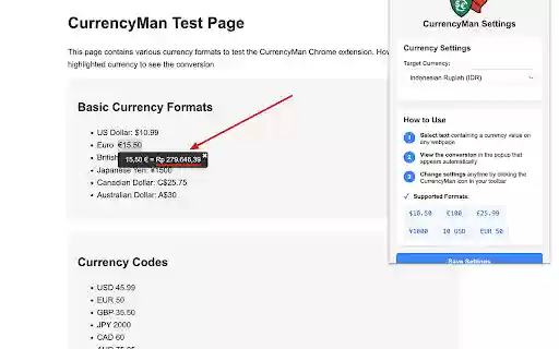 CurrencyMan  from Chrome web store to be run with OffiDocs Chromium online