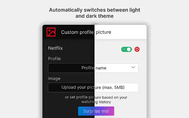Imagen de perfil personalizada para Netflix™ de Chrome web store para ejecutarse con OffiDocs Chromium en línea