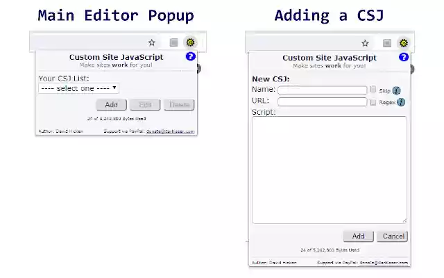 Custom Site JS  from Chrome web store to be run with OffiDocs Chromium online