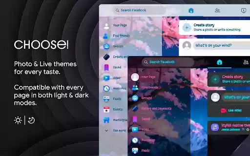 Custom Themes for Facebook  from Chrome web store to be run with OffiDocs Chromium online