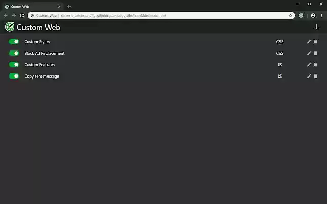 Custom Web  from Chrome web store to be run with OffiDocs Chromium online