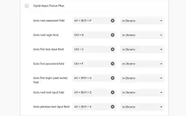 Cycle Input Focus Plus  from Chrome web store to be run with OffiDocs Chromium online