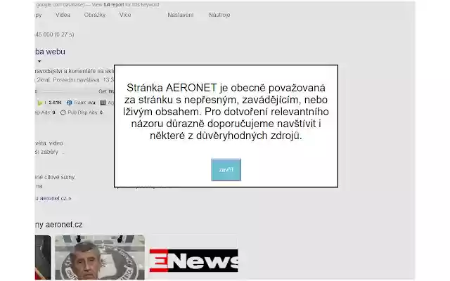 CZ/SK FakeNews alert  from Chrome web store to be run with OffiDocs Chromium online