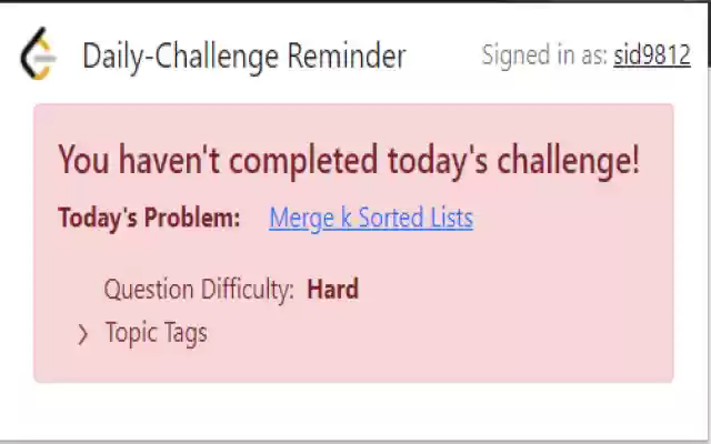 Daily Challenge Reminder  from Chrome web store to be run with OffiDocs Chromium online