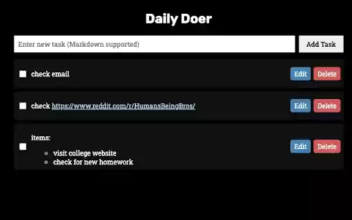 Daily Doer  from Chrome web store to be run with OffiDocs Chromium online