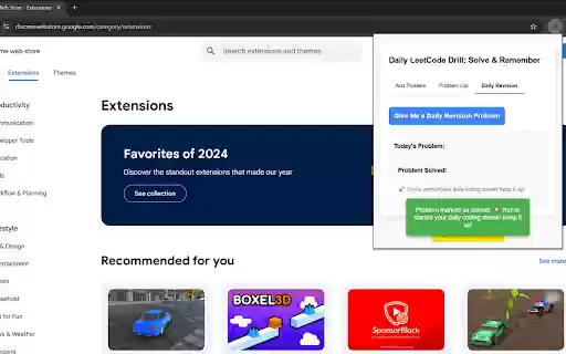 Daily LeetCode Drill: Solve  Remember  from Chrome web store to be run with OffiDocs Chromium online