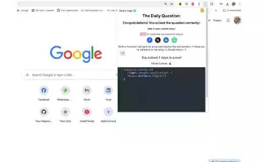 DailyQ Coding Practice from Chrome web store to be run with OffiDocs Chromium online DailyQ Coding Practice from Chrome web store to be run with OffiDocs Chromium online