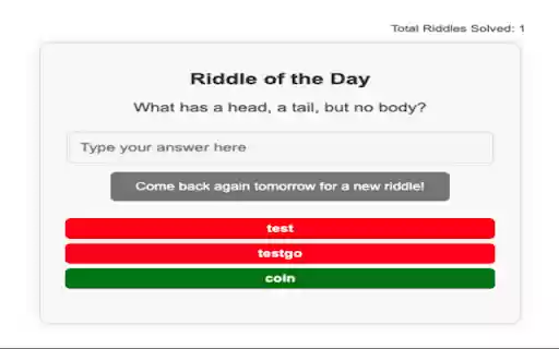 Daily Riddle  from Chrome web store to be run with OffiDocs Chromium online