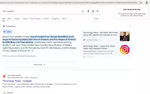 Daily Tech Quote  from Chrome web store to be run with OffiDocs Chromium online
