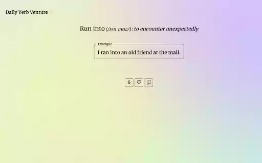 Daily Verb Venture from Chrome web store to be run with OffiDocs Chromium online Daily Verb Venture from Chrome web store to be run with OffiDocs Chromium online