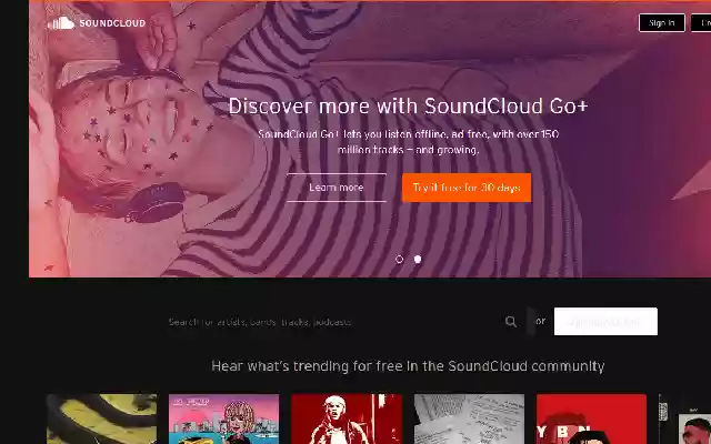 DarkCloud SoundCloud Chrome web mağazasından Dark Mode, OffiDocs Chromium ile çevrimiçi olarak çalıştırılacak