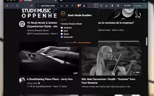 Dark Mode Enabler  from Chrome web store to be run with OffiDocs Chromium online