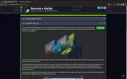 Dark Mode for TryHackMe  from Chrome web store to be run with OffiDocs Chromium online