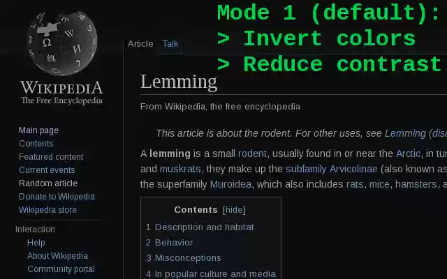 Dark mode / night reader  from Chrome web store to be run with OffiDocs Chromium online