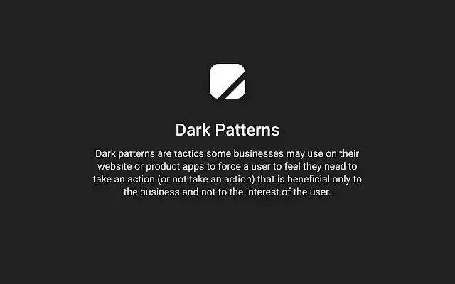 Dark Patterns  from Chrome web store to be run with OffiDocs Chromium online