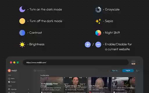 dark reader dark mode for Chrome  from Chrome web store to be run with OffiDocs Chromium online