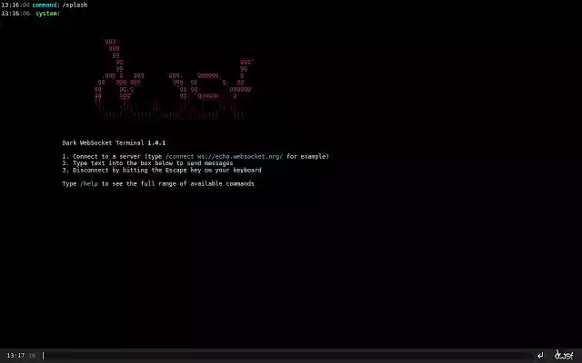 Dark WebSocket Terminal  from Chrome web store to be run with OffiDocs Chromium online