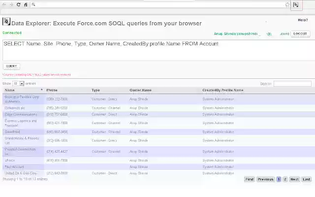Data Explorer for Force.com  from Chrome web store to be run with OffiDocs Chromium online