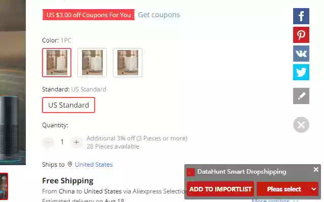 DataHunt Smart Dropshipping  from Chrome web store to be run with OffiDocs Chromium online