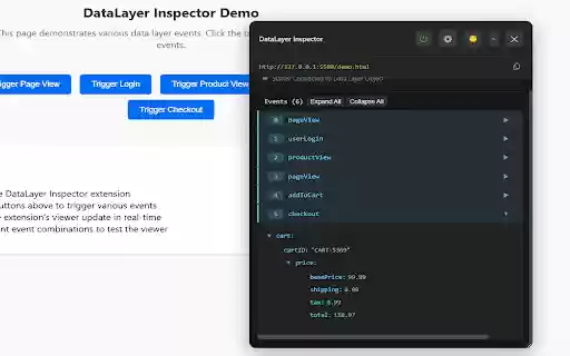 DataLayer Inspector  from Chrome web store to be run with OffiDocs Chromium online